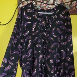 NEW Purple, Gold and Black print blouse